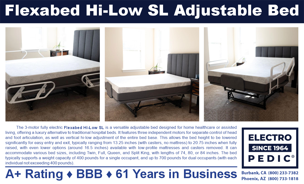 flexabed 3 motor high low hospital bed